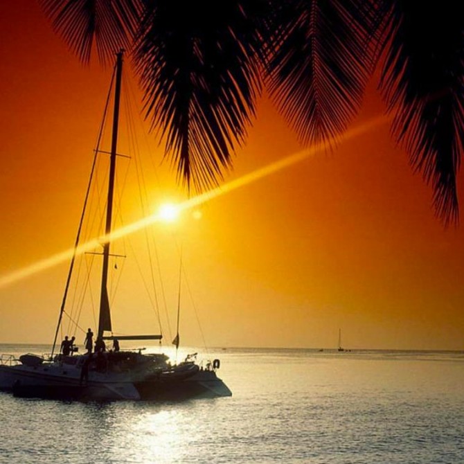 Coucher du soleil catamaran - ile maurice