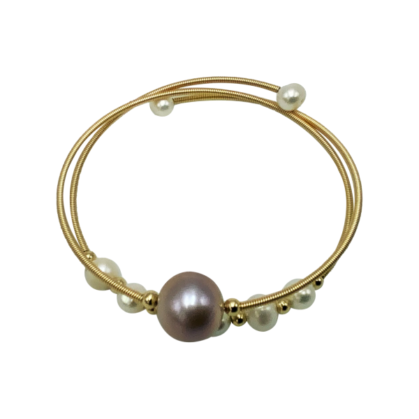 Bracelet gold color with natural fresh water pearls