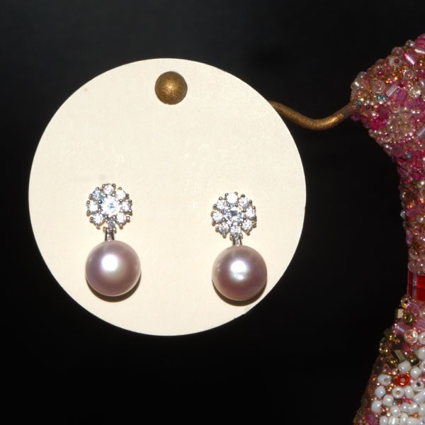 Elegant Pearl Earrings with Flower-Shaped Crystals