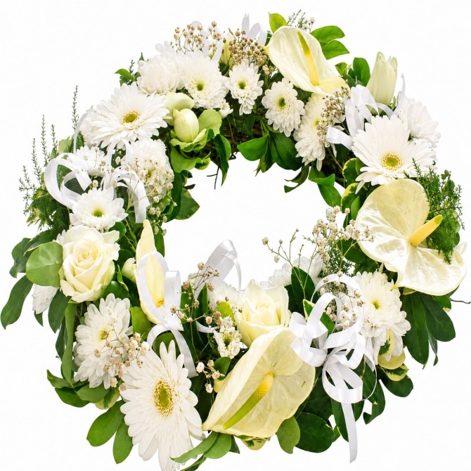 White Sympathy Wreath – Tribute & Peace