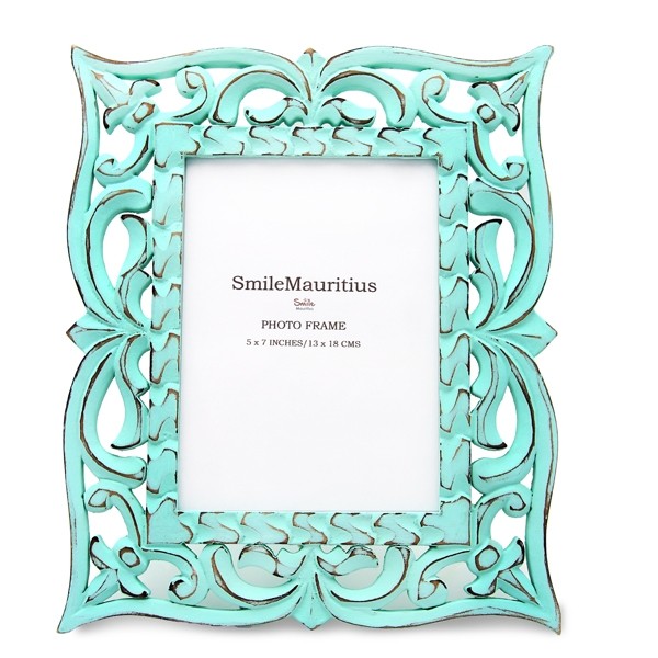Turquoise wooden picture frame