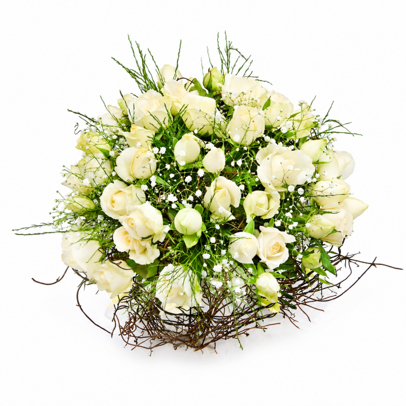 Aurore- Bouquet de Roses Blanches, Pure Élégance