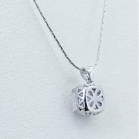 8 mm lab-grown alexandrite necklace with moissanite halo and 18K white gold vermeil setting