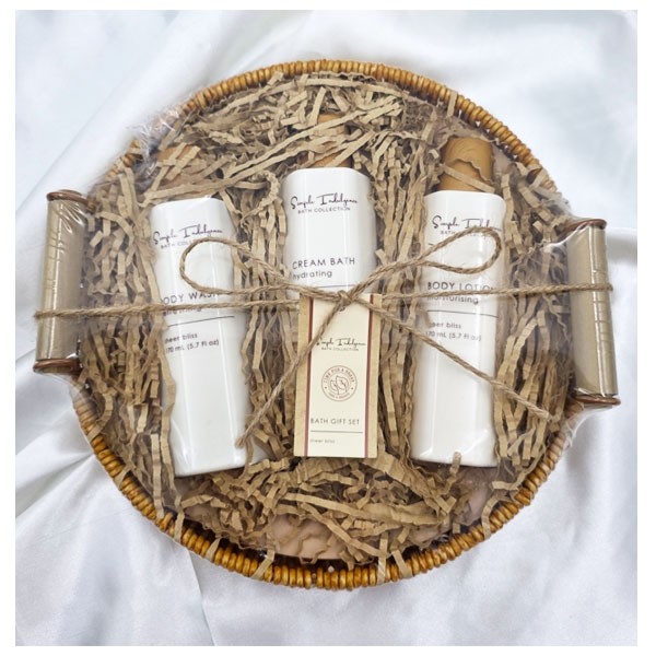 Coffret Bain & Spa Simple Indulgence – Panier en rotin naturel