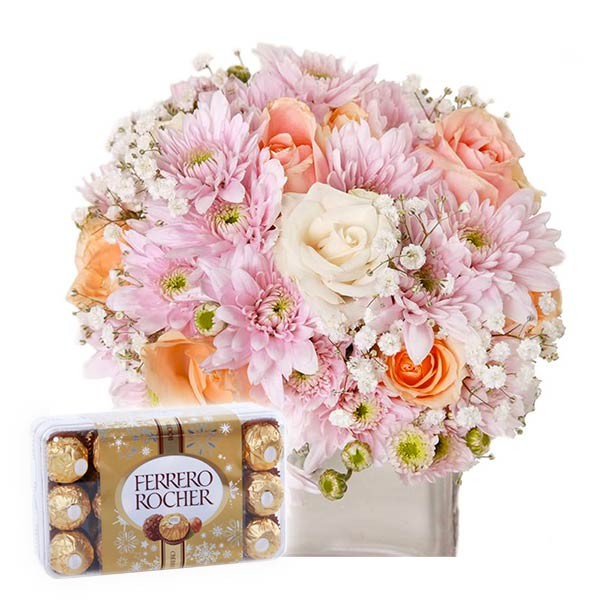 Fleurs et chocolats pour maman